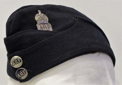 WW2 ARP Civil Defence Dark Wool Side Cap (front).