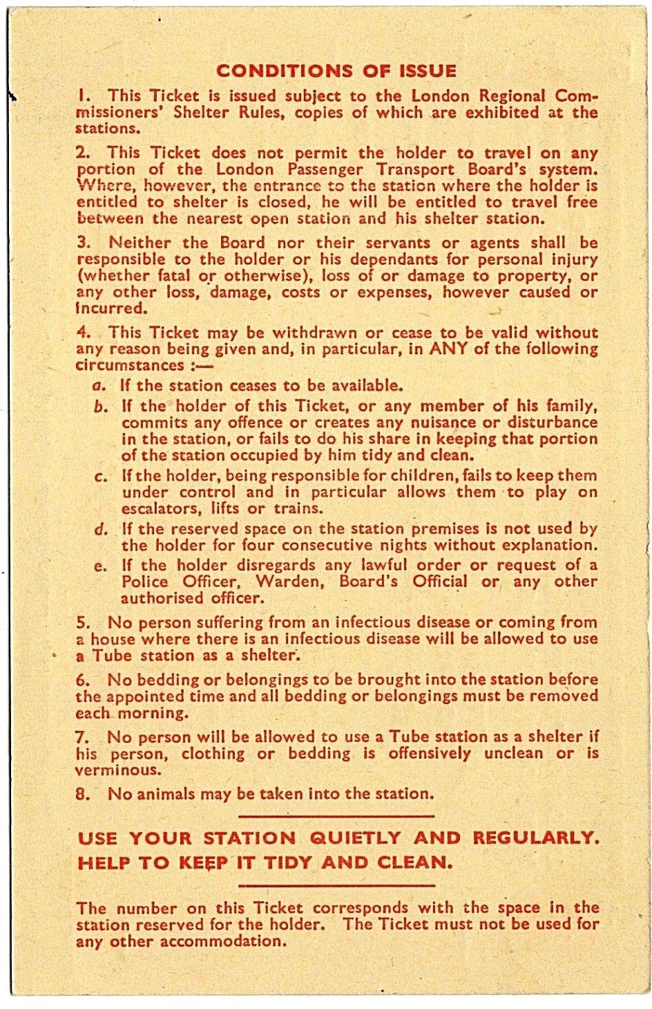 WW2 London Civil Defence Region ARP Shelter Access Form